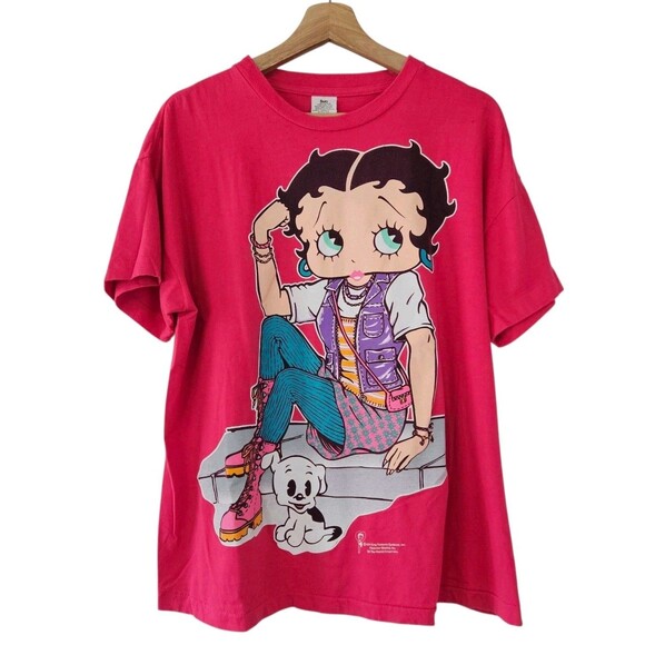 1994 Vintage Betty Boop  King Features Pink Womens Shirt Single Stitch Medium - Picture 1 of 6